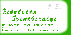 nikoletta szentkiralyi business card